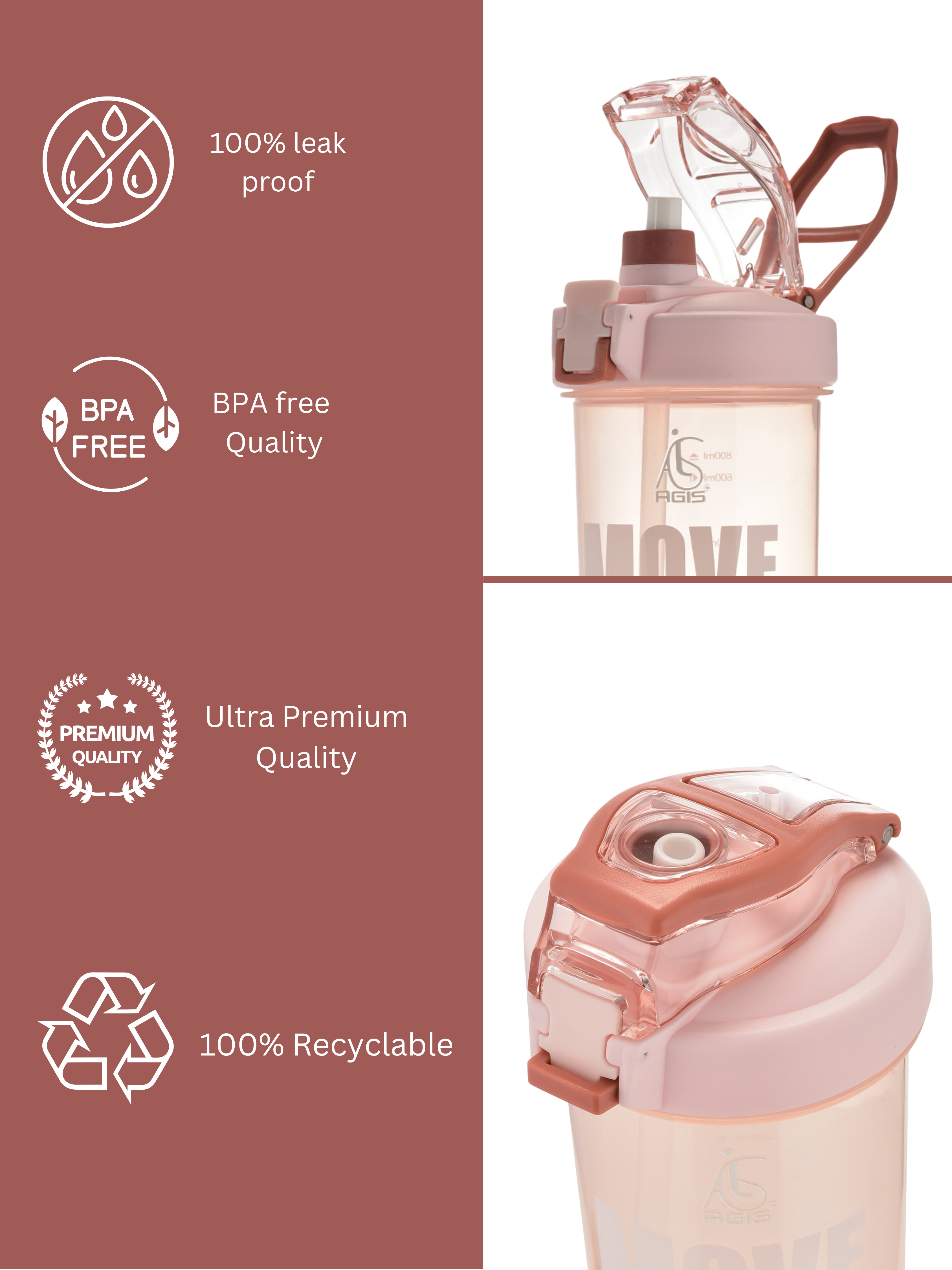 AGIS Sip & Drink 800ml Shaker